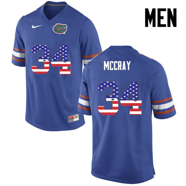 Men Florida Gators #34 Lerentee McCray College Football USA Flag Fashion Jerseys-Blue - Click Image to Close